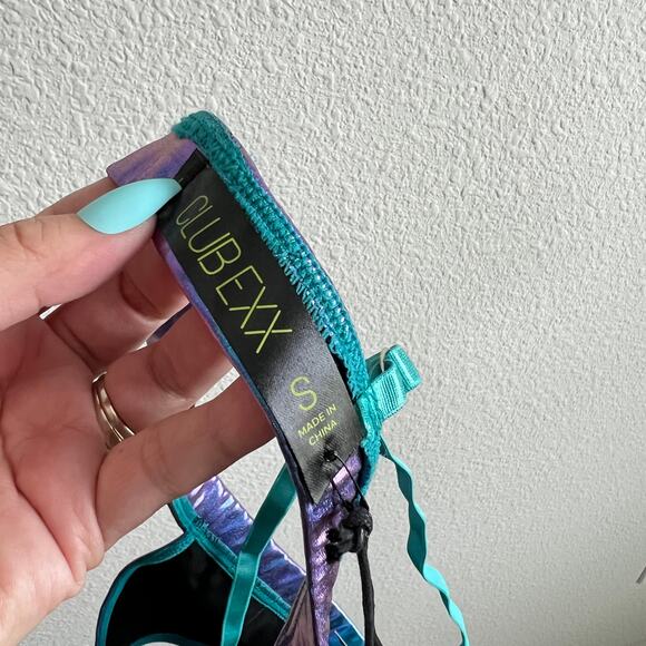 New Club Exx Dolls Kill Cosmic Ace Metallic Bra Top Women's S Festival Rave - Picture 6 of 6